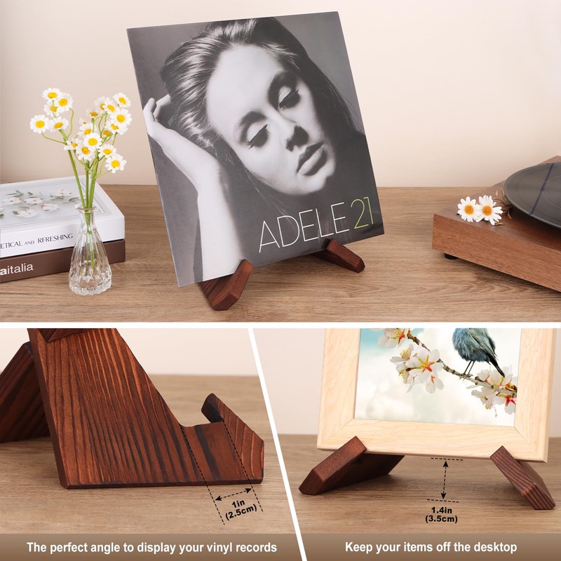 PUERSI Now Playing Vinyl Record Stand, Wooden Display Vinyl Holder
