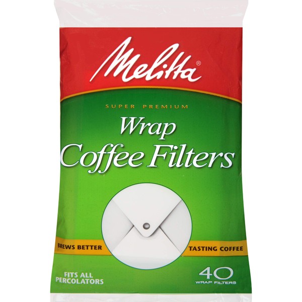 Melitta Percolator Wrap-Around Coffee Filters, White, 40 Count (Pack of 12) 480 Total Filters