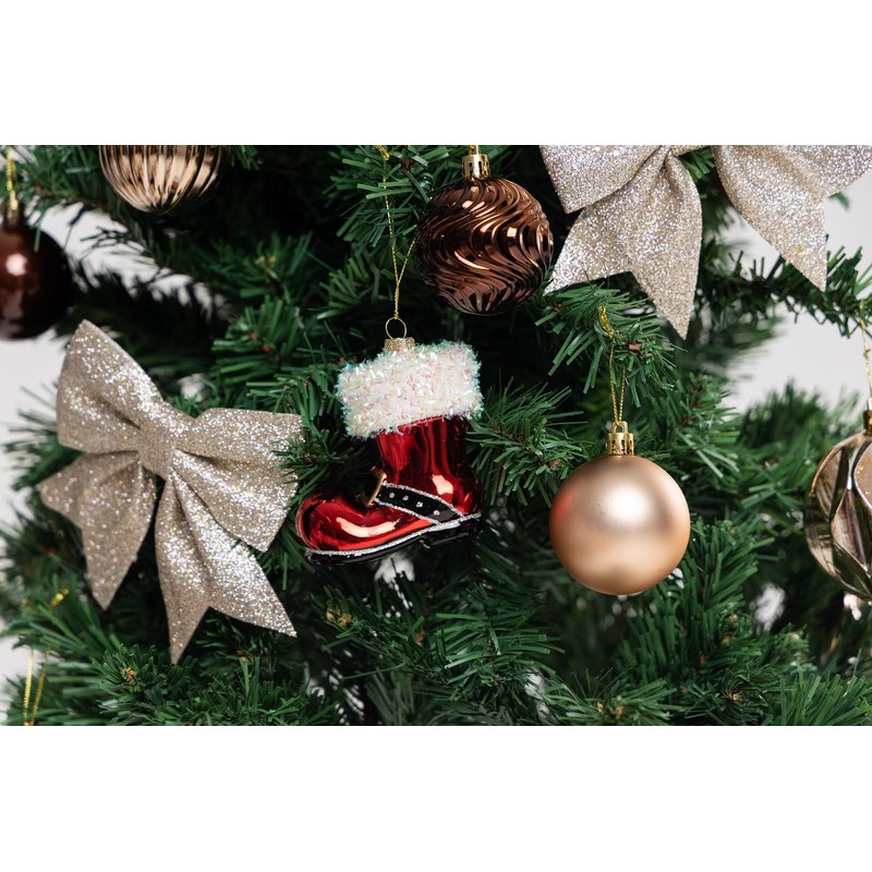 2pcs Blown Glass Santa Boot Ornaments for Christmas Tree