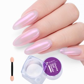 Gelike EC Chrome Powder for Nails - Iridescent Aurora Powder Metallic Mirror Effect and Nail Art Glitter Decoration（Purple）