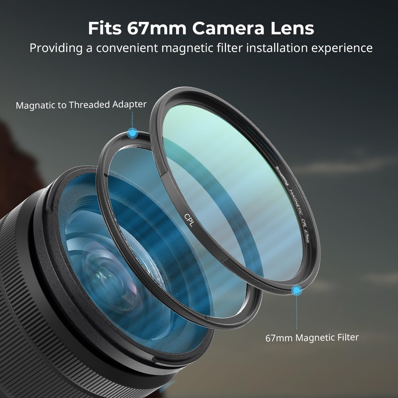 SMALLRIG 67 mm Magnetic Circular Polarising Filter Including 67 mm
