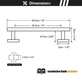 YACVCL Towel Bar Matte Black, 13.9 Inch Towel Holder Bathroom, 304 Stainless Steel Square Towel Rack Bathroom Accessories Wall Mounted, Total Length 16 Inch