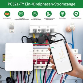 OWON 80A WiFi Smart Home Energy Monitor, 3 Phase Clamp Meter with Real-Time Power & Voltage Tracking, Smart Life App, Accurate Energy Consumption Meter for Appliances