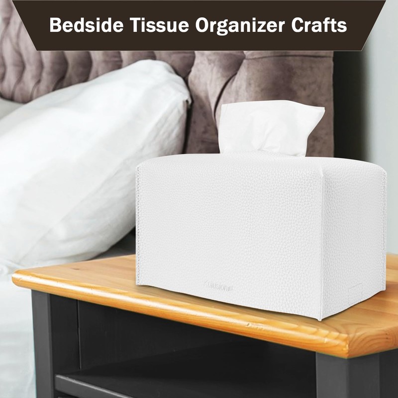 2Pcs Tissue Box Cover Holder, Rectangular with Bottom Belt -