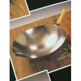 16" Round bottom wok with wood and metal 15" dome cover (WOK RING)USA MADE.