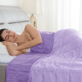 Drewin Weighted Blanket Twin Size 15 lbs, Soft Cozy Microfiber Weighted Blanket for All Season, Dual Sided Cooling Blanket for Night Sweats, Premium Ceramic Beads, 48 x 72 inches, Purple