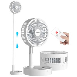 AICase Stand Fan,Folding Portable Telescopic Floor/USB Desk Fan with 10800mAh Rechargeable Battery,4 Speeds Super Quiet Adjustable Height and Head Great for Office Home Outdoor Camping-White