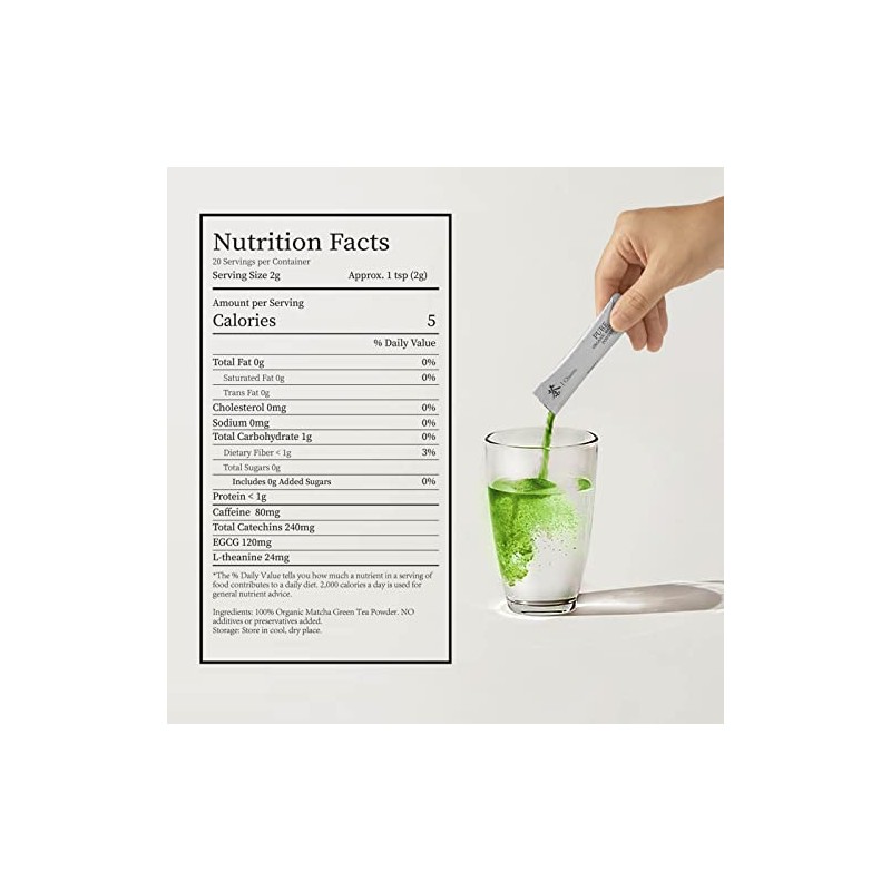 Chaism Organic Ceremonial Grade Matcha Packets - 20 Servings
