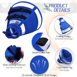 Hjyokuso Dog Collar, Cat Velcro, Neck Brace, Dog Leak Protection for Small, Medium and Large Dogs, Collar Dog Cat After Op, Prevention of Bite and Lick Wounds, E-Collar, Blue, M