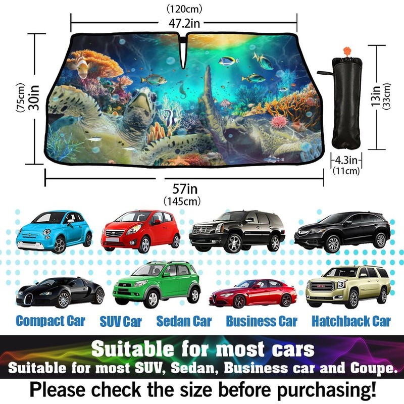 Ocean Turtle Car Windshield Sun Shade Umbrella Foldable Car Umbrella