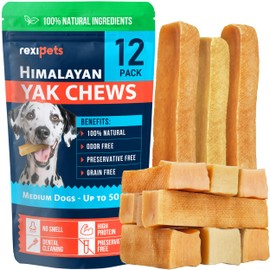 100% Natural Yak Cheese Himalayan Made Dog Chews All Breeds - Lactose Free Yak Chews for Small, Medium & Large Dogs - Dental Cleaning Dog Chews for Aggressive Chewers - Long Lasting Odor & Gluten Free