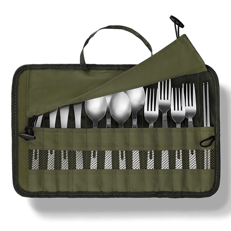 Cutlery Storage Bag Cooking Set Portable Roll up Pouch Bag