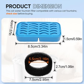 PETCHO 8-Pack Cat Water Fountain Filters Compatible with 108oz/3.2L S3-SC Cat Water Fountain, Activated Carbon & Resin, Replacement Filter for Cats & Dogs