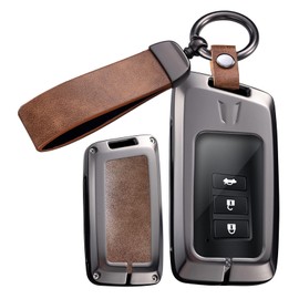 ontto Metal Leather Car Key fob Cover fit for Lexus 2013-2020 Lexus ES is GS NX LS RX RC 300h 350 200t 250 300 F 450h 460 600h Key Holder case Keyring Shell Keychain car Styling Accessories Brown 2
