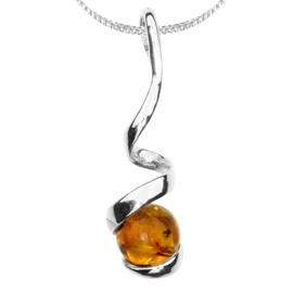 InCollections 541A201406890 Women's Necklace 925 Sterling Silver Amber including Curb Chain 45 cm, Sterling Silver, Amber