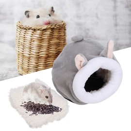 Hamster Bed, Cute Animal Shape P Cotton Winter Warm Slee for Hed Rat Dwarf Gerbil Syrian Hamster(Gray)
