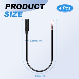 PATIKIL 1FT 3.5mm 1/7" メスジャックから裸線オープンエンド 4個入り TRS 3極ステレオプラグ オーディオケーブル スピーカー ヘッドフォン ヘッドセット イヤホン エレキギター ベース キーボード アンプ用 3色