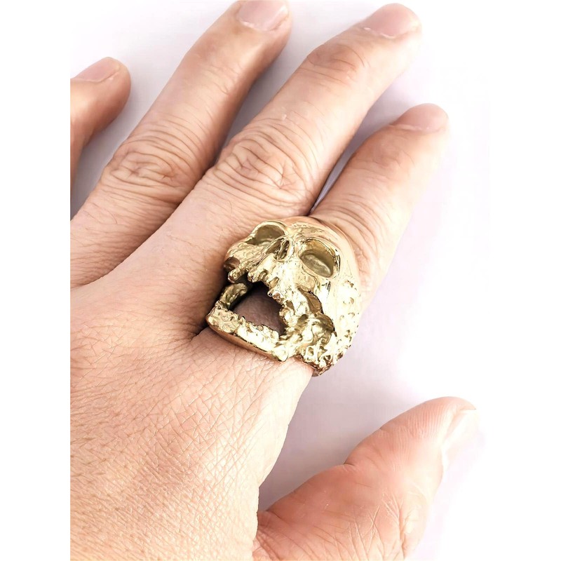 JAJAFOOK Jewelry Men's Stainless Steel Gold Tone Gothic Skull Rings,