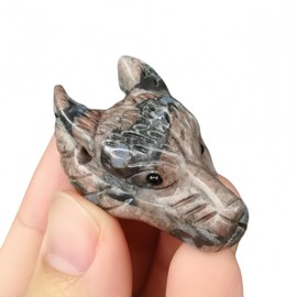 Sunshcat Sunshcat Natural Rhyolite Pocket Wolf Head Crystals and Healing Stone Figurine,1.57 Inchs DIY Jewelry Pendant