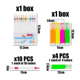 10 Pieces of Erasable Markers and 4 Pieces of Highlighters, Study and Office Supplies, Writing Tools, Drawing Tools, Reading Marking Tools