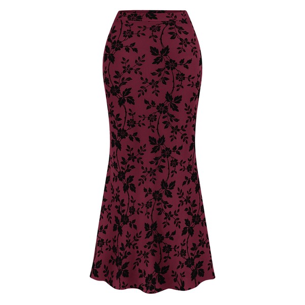 BTFBM Womens Floral Mesh Maxi Skirt Elastic High Waisted Boho