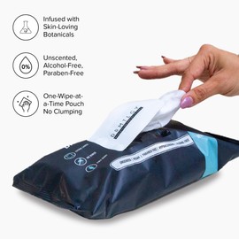 DRMTLGY Body and Face Shower Wipes for Women and Men - 45 Wipes. XTRA Large Biodegradable No Rinse Cleasning Wipes For Camping, Sports, Traveling, and more!