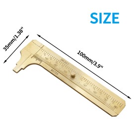 Kyuionty Brass Pocket Vernier Caliper Ruler, Sliding Gauge Mini Vernier Caliper Double Scales MM/Inch Measuring Tool (80mm)