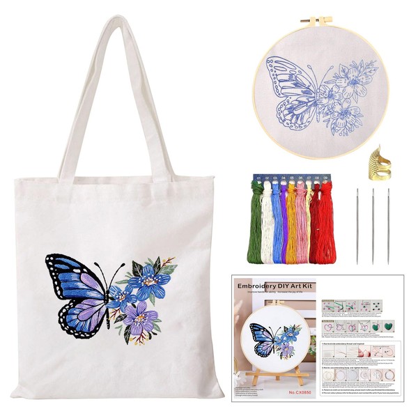 Embroidery Set for Adults and Beginners - Canvas Tote Bag