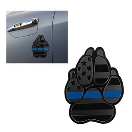 American Flag Dog Paw Car Emblem, Metal K9 Unit 3D Automotive Fenders Sticker, Vehicle Decoration Accessories for Cars Trucks SUVs (Black/Blue)