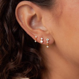 Viromy Gold Hoop Earrings for Women,14K Gold Plated Huggie Hoop Earrings Lightweight Hypoallergenic Earring Set Cubic Zircon Earrings Pack for Women Trendy Jewelry Gifts(Style6)