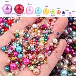 Approx. 55 x 16 mm Round Beads for Crafts, Plastic Beads, Colourful Craft Beads, Beads for Threading DIY Jewellery Accessories, Decorative Beads for Wedding, Christening, Party, Table Decoration, Red