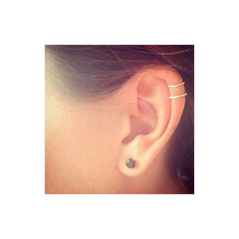 Double 925 Sterling Silver Ear Cuff (non-pierced) clip on helix