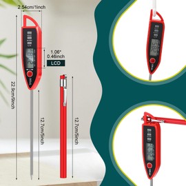 Copkim Waterproof Food Thermometer for Water, Liquid, Candle and Cooking Digital Meat Thermometer with Long Probe Instant Read Thermometer for Kitchen BBQ Grill Candy (Red)