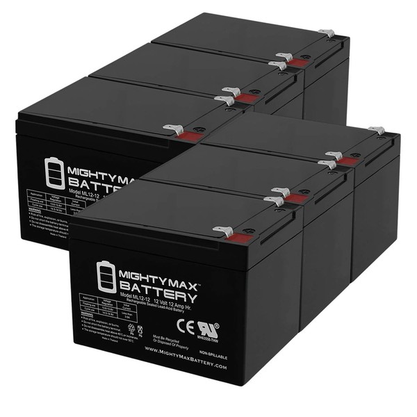 Mighty Max Battery ML12-12 - 12V 12AH F2 UPS Battery Replaces Rhino SLA10-12 T25, SLA 10-12 T25-6 Pack