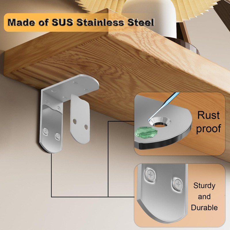 Alise 4Pcs Shelf Brackets White, Stainless Steel Floating Shelf Brackets