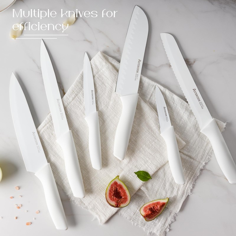 15-Piece Kitchen Knife Set with Block and Sharpener Dishwasher Safe