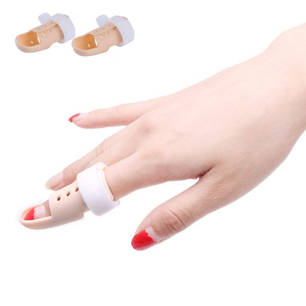 Thinvik [2 Pieces] Plastic Mallet Dip Finger Support Brace Splint Joint Protection Injury -Size0 Knuckle 38-42mm