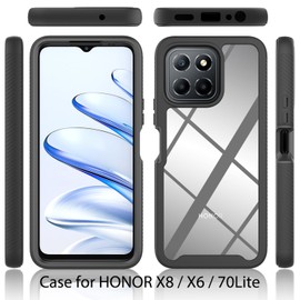 XINYEXIN Case for Honor X8 5G / Honor X6 / Honor 70 Lite 5G, Built-in Screen Protector 360 Degree Full Body Shockproof Heavy Duty Protection Case, Rugged Bumper Armor Clear Case - Dark Blue