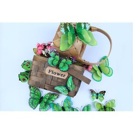 Lohill Pack of 36 3D Butterfly Wall Decoration - Butterfly Wall Stickers, Wall Tattoo, Balcony Decoration - Simulation Plastic, Fridge Sticker (Green)