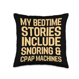 Retro Sleep Apnea Warrior CPAP Lovers Design Funny Snoring CPAP Obstructive Sleep Apnea Awareness Throw Pillow, 16x16, Multicolor