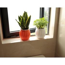 Meicynhoger 4-Pack Pumpkin Self-Watering Planter for African Violets,Snake Plant​​,Succulents - 4.3" Flower/Plant Pot for Indoor Outdoor,Table, Balcony,Deck,Garden Orange