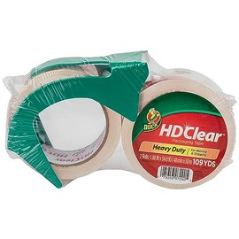 Duck Brand HD Cinta transparente de alto desempeño para embalaje, Rollo de 50 m, Paquete-de-2