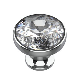 Alzassbg 6 Pack Clear Crystal with Nickel Plated Base Cabinet Knobs, 1-3/8 Inch (35mm) Diameter Cabinet Hardware Round Crystal Knobs for Drawers AL1011CP