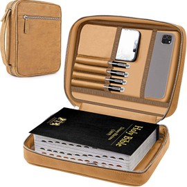 Bible Cover - Bible Case with Durable Handle, Carrying Book Case Church Bag Bible, Protective with Zippered Pocket, Ideal for Church and Prayer Meetings, Christian Gift