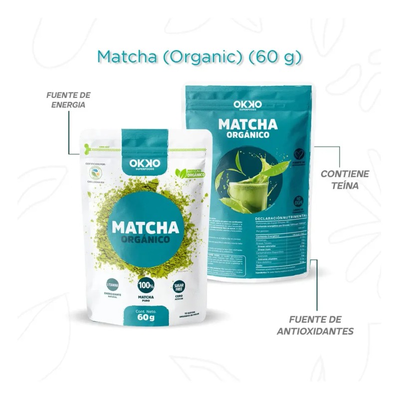 Okko Té Verde Matcha Orgánico En Polvo, 60 G