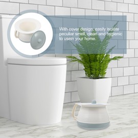 Healifty Portable Spittoon with Lid and Handle Covered Night Urinal Chamber Pot for Home and Hospital Use Lightweight Blue Plastic Urine Pot for Elderly Children and Adults
