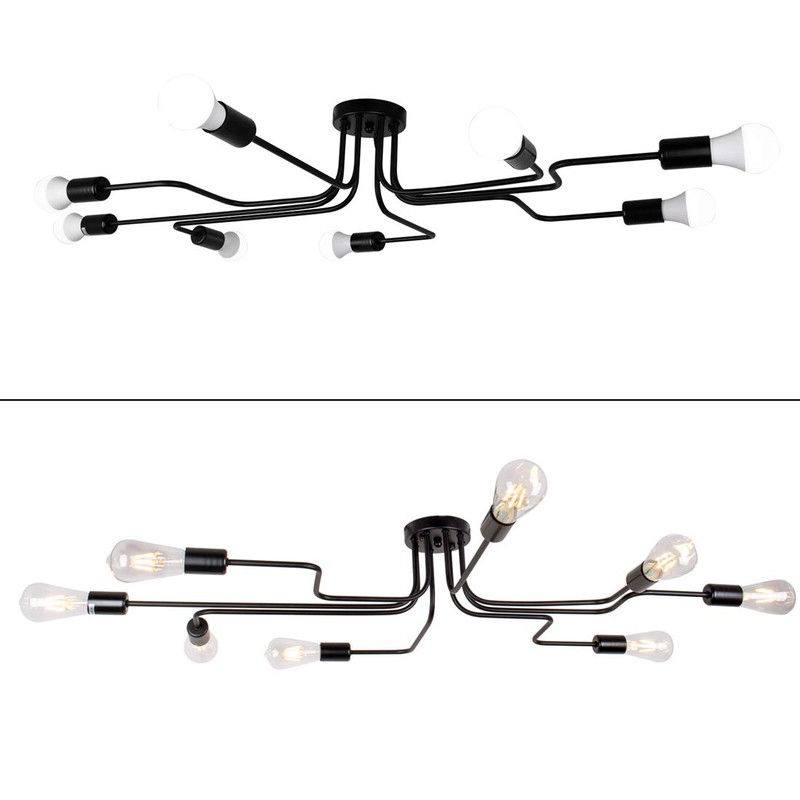 LynPon Industrial Ceiling Light Fixture Black Lighting Fixtures Metal Semi