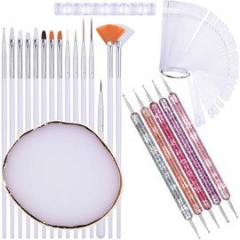 Ycyan 72 Pcs Nail Art Tools, Resin Nail Art Palette, Nail Art Brushes, Liner Brushes, Nail Dotting Tools, Nail Swatch Sticks, Acrylic Pen Holder Nail Art Kit For Gel Polish Design
