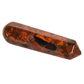 HQRP 1PC Massage Wand Polished Natural Gemstone Crystal Mineral Collectible Decor Specimen Stick (Orange Red Brecciated Jasper w/Quartz & Hematite)