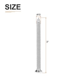 DTGN 50Pcs #10x3 Flat Head Wood Screws, 304 Stainless Steel White Phillips Self Tapping Screws - Good for Woodworking, Furniture - White